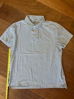 J. Crew White and Blue Striped Polo Shirt Men’s